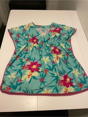 Circo Brand Girl's size 5T Swimsuit Cover Up Poncho Tropical Floral Print